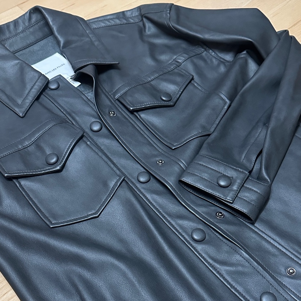 Avec Les Filles Black Leather Shirt Jacket | NWOT! - Picture 10 of 10